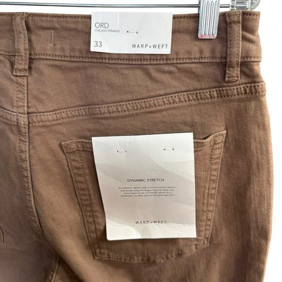 Warp Weft Khaki Jeans Pants Mocha Chicago Straight 33 Order Dynamic Stretch NWT - Picture 4 of 12
